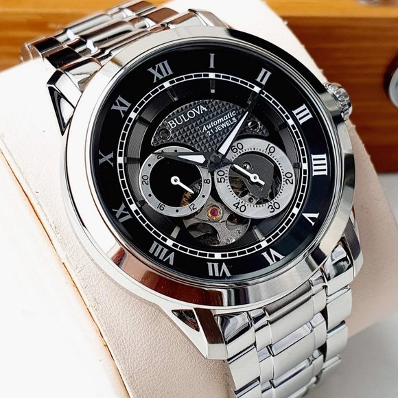 Bulova Black Automatic Men's Black Bracelet Watch - Picture 2 of 7